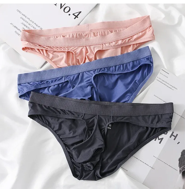 Cuecas masculinas de seda gelo verão transparente sem costura de secagem rápida homem respirável calcinha ultra-fina — image 20