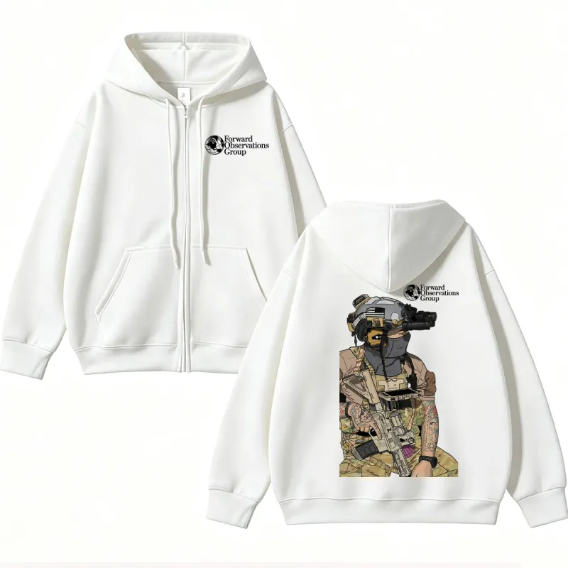 Forward Observations Group Graphi Zip Up Hoodie Fashion Skeleton Gothic Sportwear Men Women Fleece Loose Jackets Streetwear Male