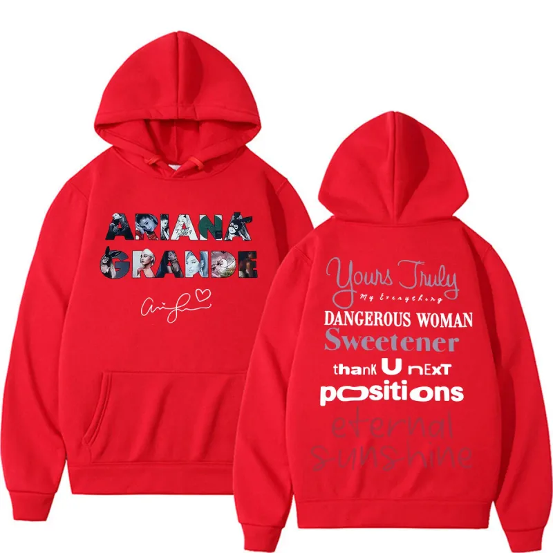Singer Ariana Grande Album Tour Graphic Hoodies Men Women Fashion Classic Vintage Sweatshirts Autumn/Winter Casual Fleece Hoodie