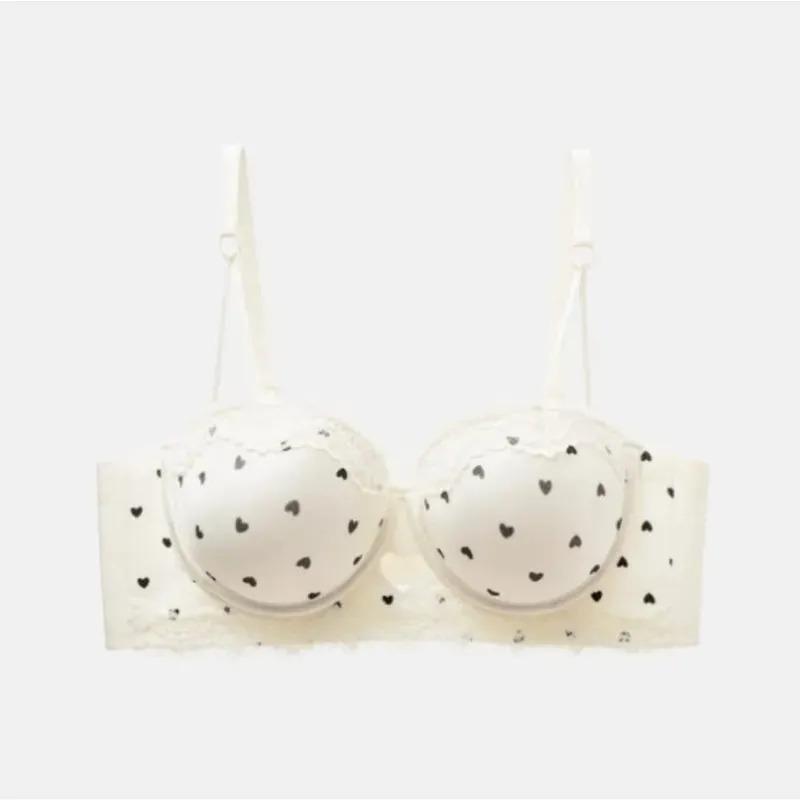 Cute Sweet Heart Lace Bra & Panty Set Sexy Push Up Side Support Anti Sag Soft Lingerie For Small Bust 32‑38AB Bra set — image 4