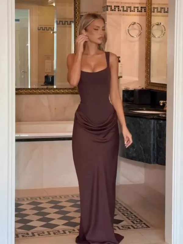 Elegant สีเหลือง Strapless จีบยาวชุดผู้หญิงเก๋แขนกุดเอว Cinching แยกชุด 2026 Lady Evening Party Robes — image 18