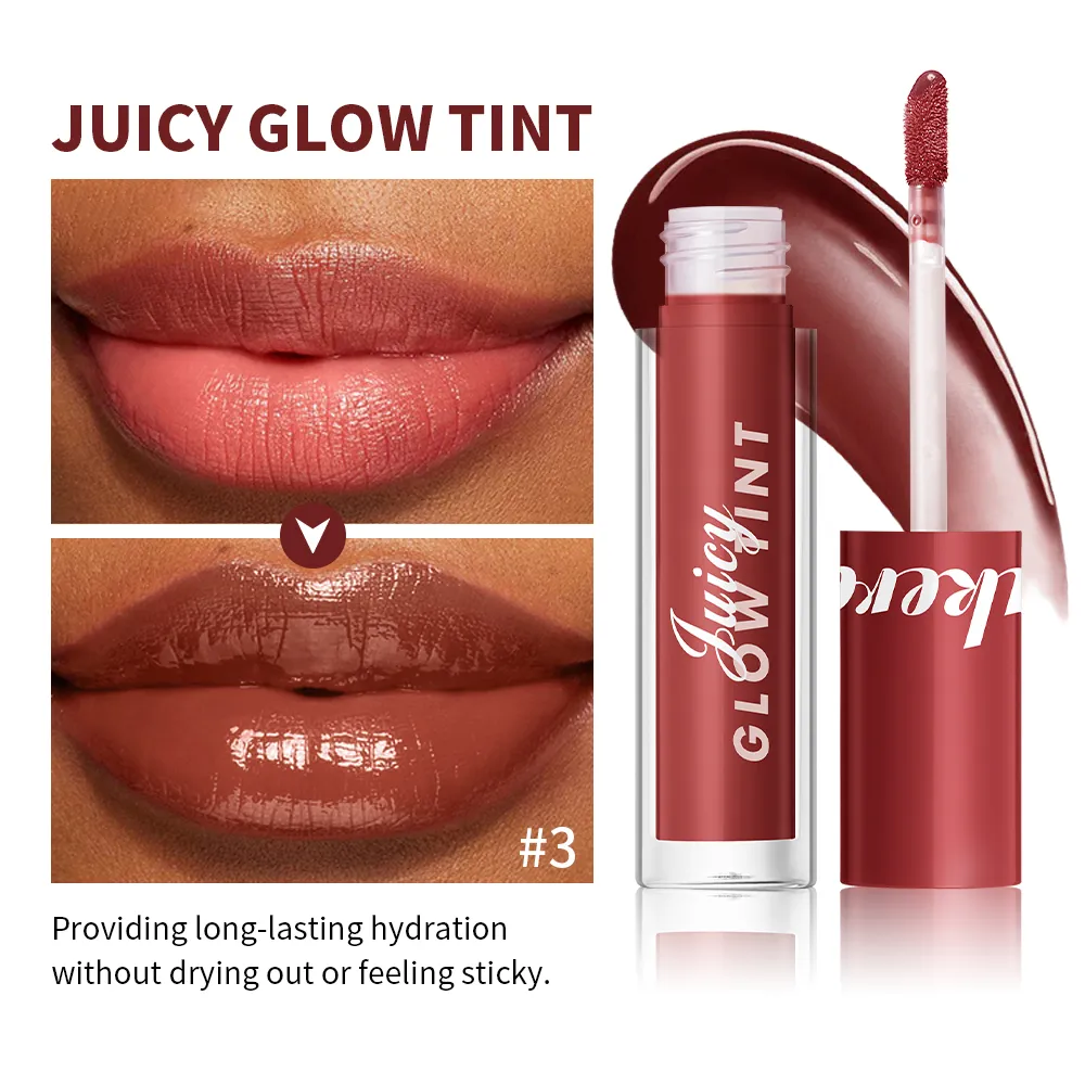 Juicy Glow Lip Tint Mirror Shine Lip Gloss Idratazione profonda Idratante rugiadoso a lunga durata Trucco per labbra colorato ad alta lucentezza non appiccicoso — image 4