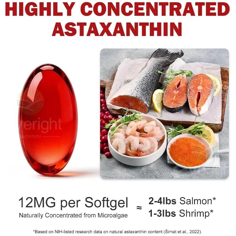 Liposomal Astaxanthin Supplements with Lycopene CoQ10 Lutein Vitamin B6 E Zinc Antioxidants for Healthy Skin Eyes Aging — image 3