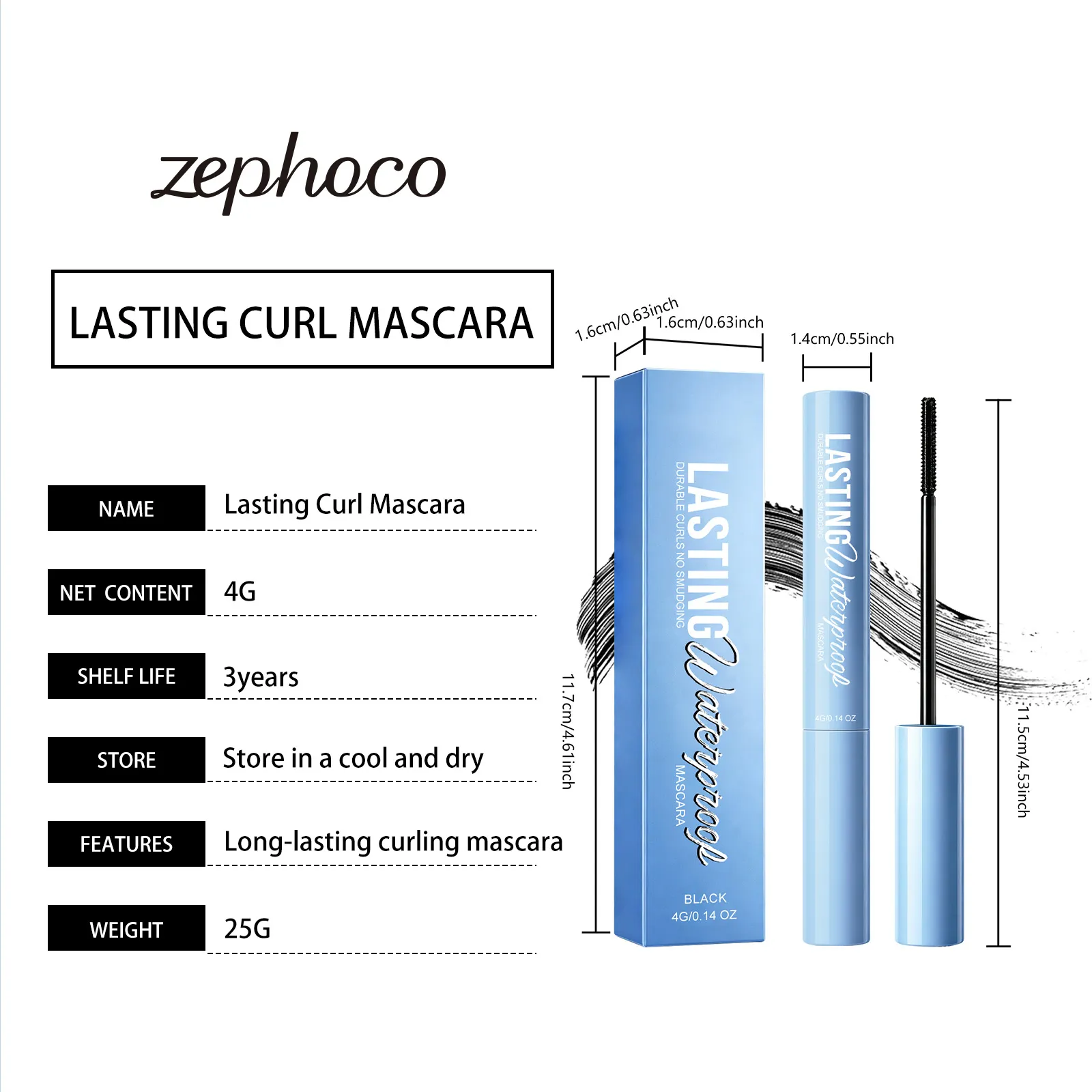 Curling Mascara Long Lasting Waterproof Smudge Proof Volumizing Eye Makeup Nourishing Formula Black Silk Fibre Mascara 4g — image 6