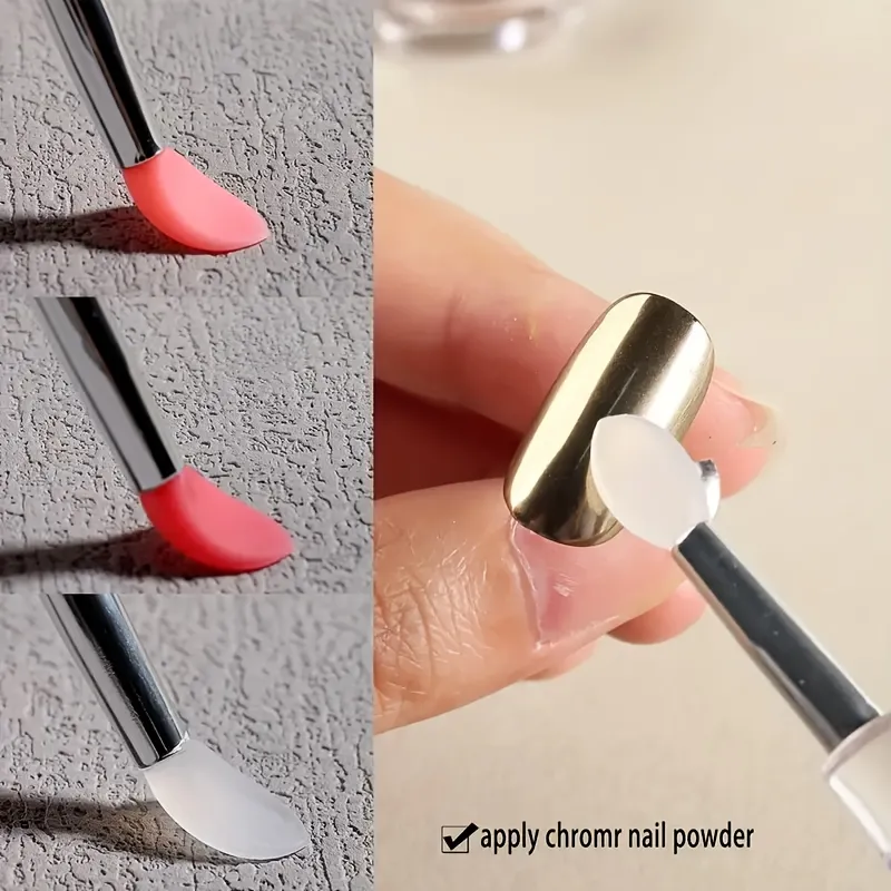 5 pincéis de silicone reutilizáveis ​​com efeito de espelho - aplicador de maquiagem e esmalte de cabeça dupla