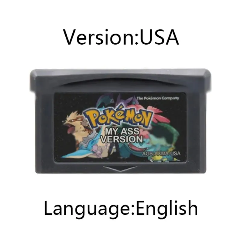 GBA Pokemon Game Cartridge 32-bitars videospelskonsolkort AshGray Liquid Crystal Light Platinum Moemon Emerald Engelska språket — image 9