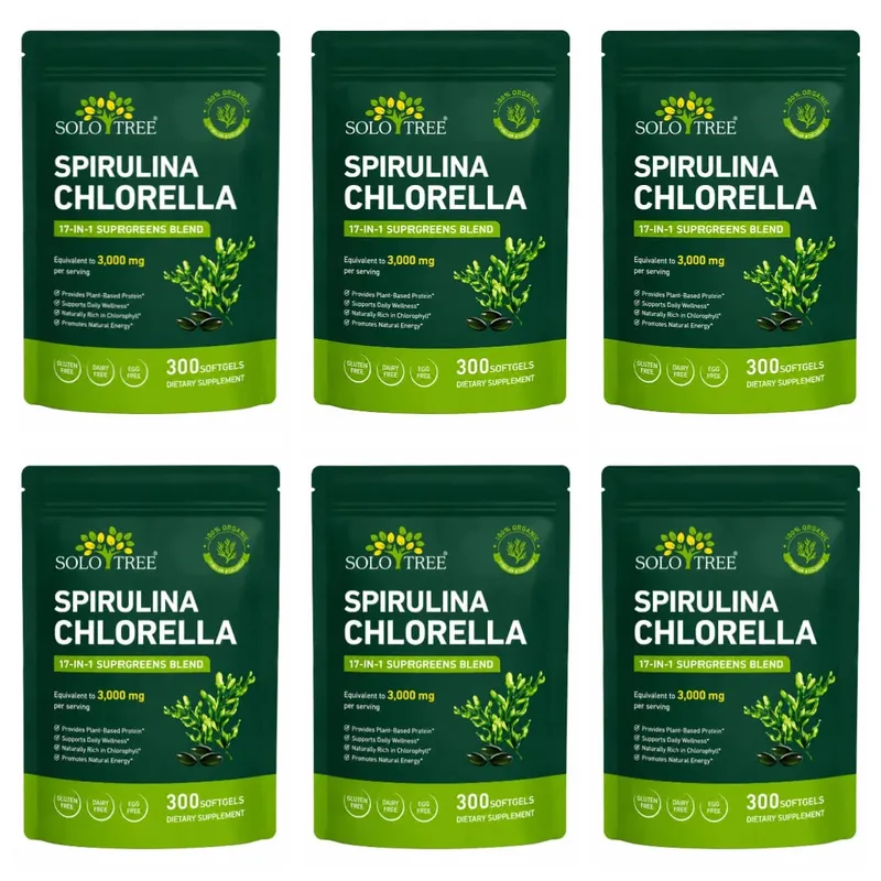 Solo Tree Spirulina Chlorella Softgels with Organic Microalgae Vitamin B6 B12 Digestive Balance & Immune Support 300 Softgels — image 11