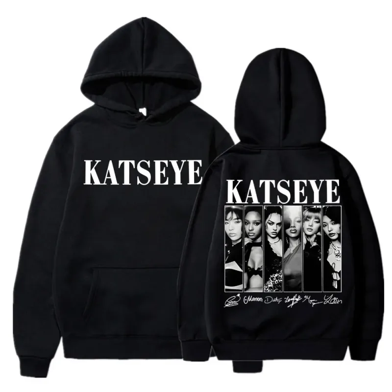 限定 Kpop Katseye プリントパーカーヴィンテージトレンディ男性女性 Y2k パーカートレーナーフリース特大トラックスーツストリートファンギフト — image 1