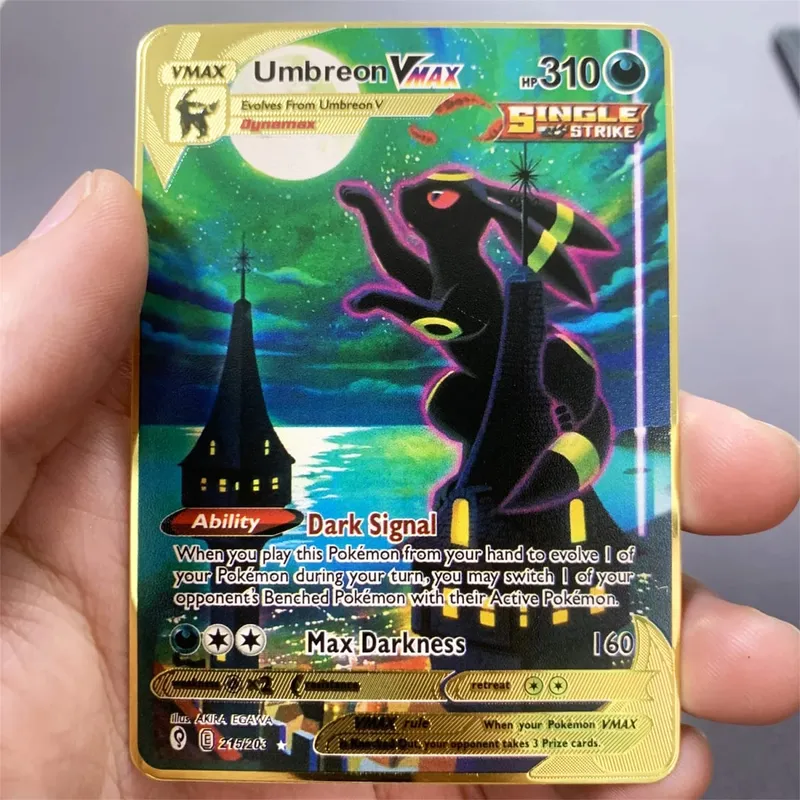 Kartu Pokemon Logam Inggris DIY Arceus Mewtwo Charizard Pikachu Besi Mengkilap Pokémon GX Vmax EX Hadiah Mainan Kartu Koleksi Anak-anak Permainan — image 25