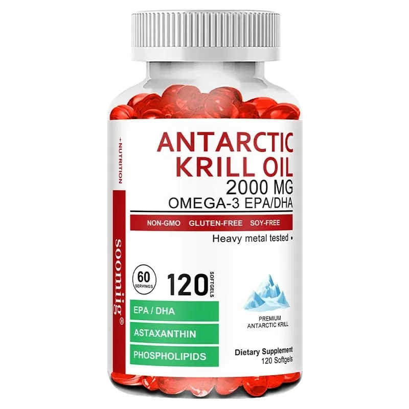 Antarctische krilloliecapsules 2000 mg Omega-3 EPA & DHA met astaxanthinesupplement afkomstig van rode krill Maximale sterkte