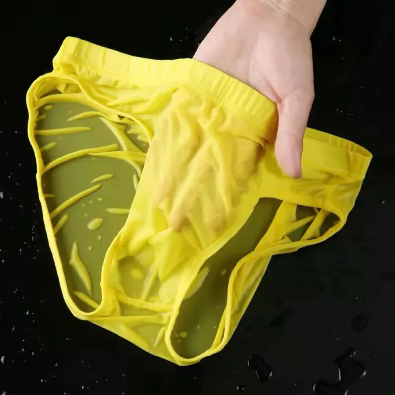 Slip Sexy en soie glacée transparente pour homme, sous-vêtement à séchage rapide, avec poche convexe en U, respirant, taille basse, rafraîchissant, pour l'été — image 11