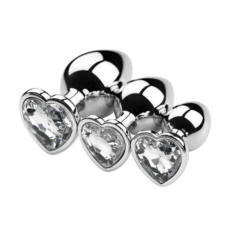 S/M/L anální kolík Heart Metal Crystal anální kolík pro ženy Odnímatelný anální kolík z nerezové oceli Muži Stimulátor Anální sexuální hračky Dildo