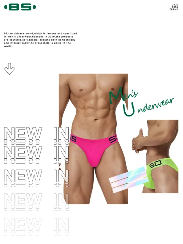 Panlalaking Nylon Blend Mesh Breathable Briefs Horn Splice Letter Embossed Malapad na Elastic Waistband Kulay Fluorescent Sexy Underwear