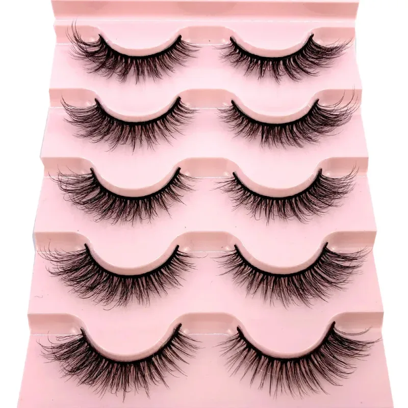 New Cat Eye Lashes 5/7/10 pairs 3D Faux Mink Eyelashes Winged Fluffy Fake Lashes Soft Natural long Full Strip Lash Make — image 43