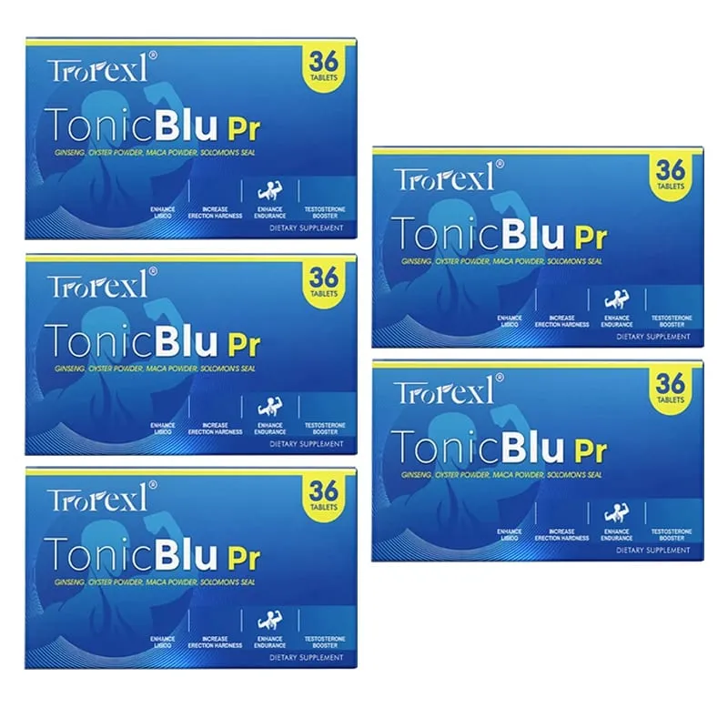 Trorexl-TonicBlu Pro - Modrá pilulka pro Rock-Hard Energy Volume Booster Přírodní ústřicový ženšen pro nejlepší výhody