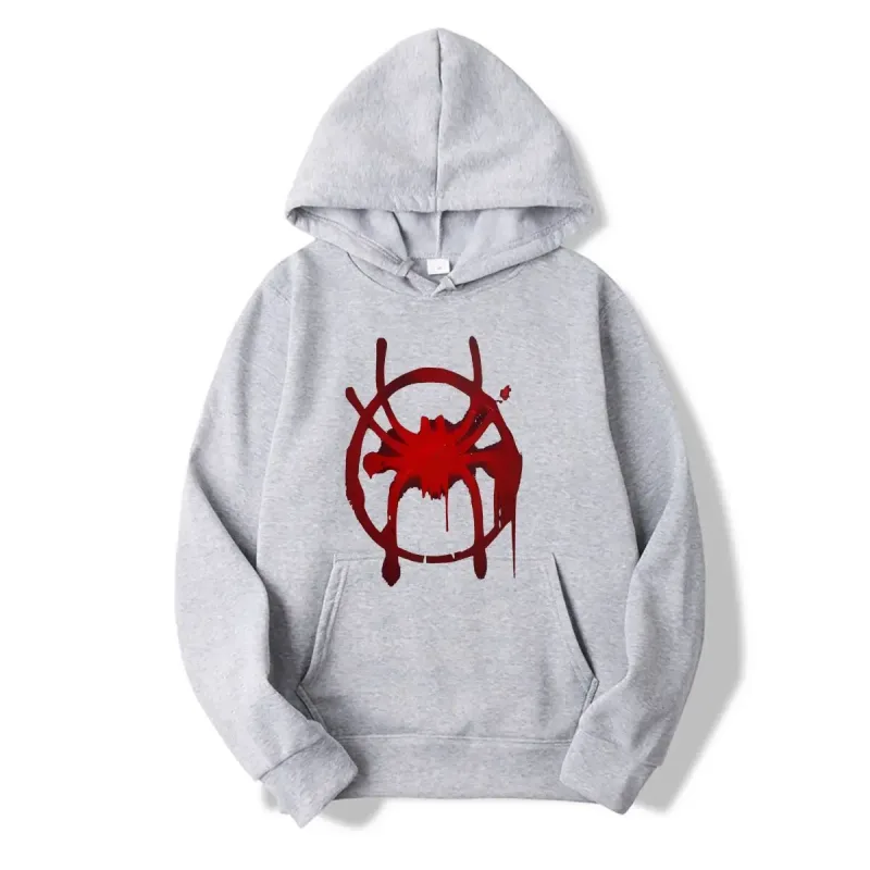 Men's and women's casual sportswear. New black hooded sweatshirt. Men's Miles Morales Spider Symbol Print Sweatshirt. — image 7
