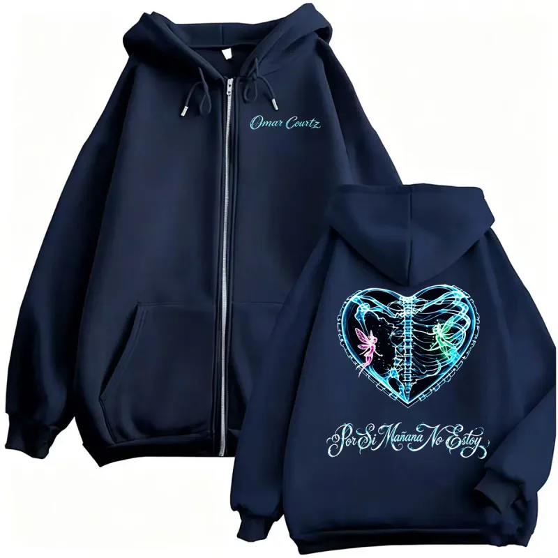 Omar Courtz Por Si Manana No Estoy Tour Print Zipper Hoodies Men Women Fashion Casual Hip Hop Sweatshirt Jacket Coats Streetwear — image 4
