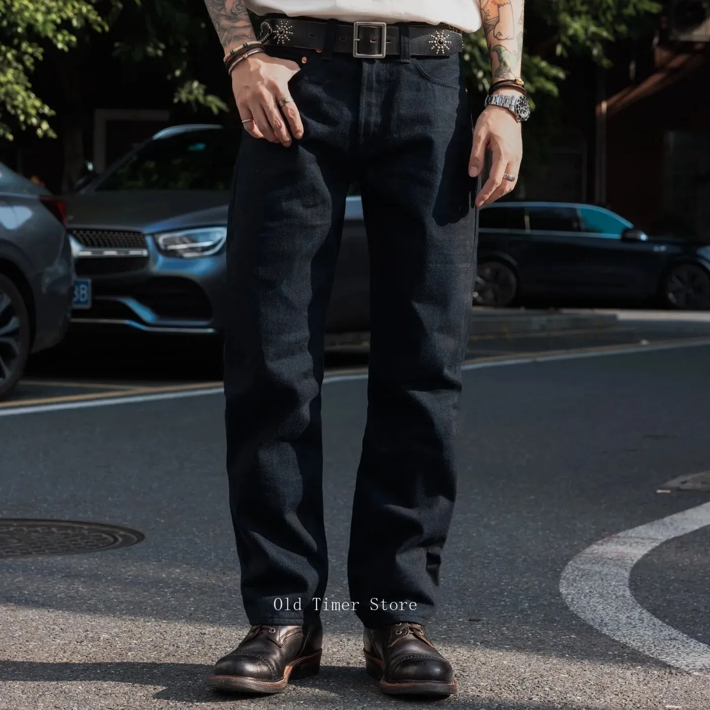 Red Tornado Men's 16oz Selvedge Denim Jeans 666 Slim Straight Midnight Blue Heavyweight Cotton Casual Pants