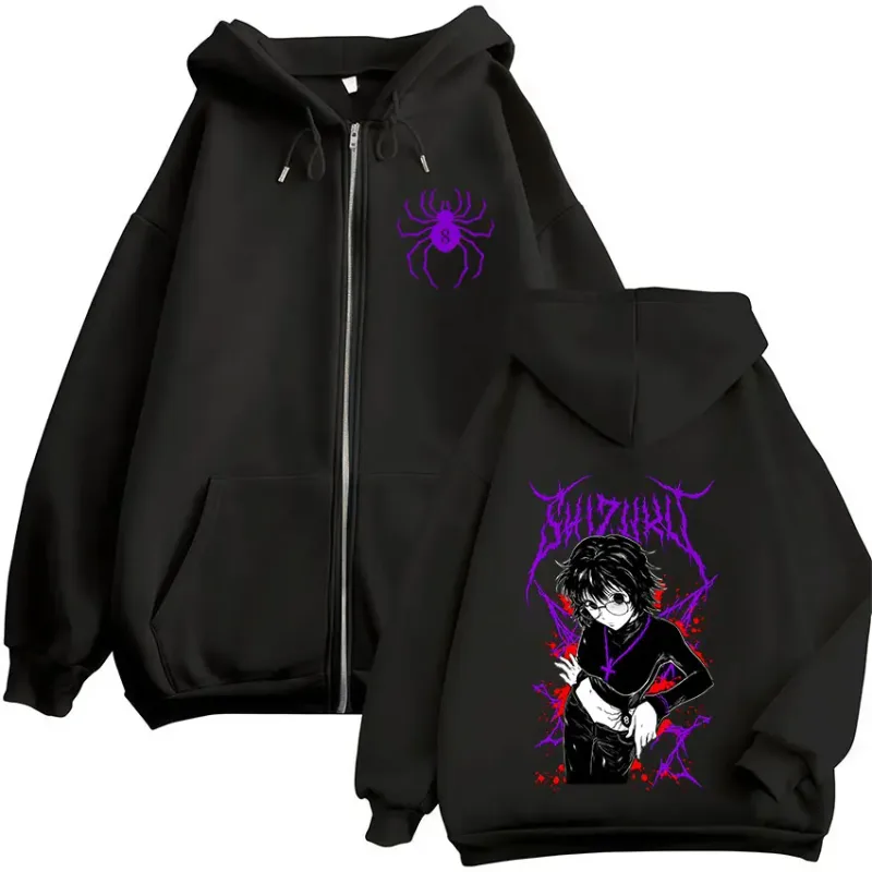 Anime Hunter X Hunter Shizuku Murasaki Zipper Hoodies Men's Women Clothing Oversized Fleece Zip Up Hooded Sweatshirts Streetwear — image 1