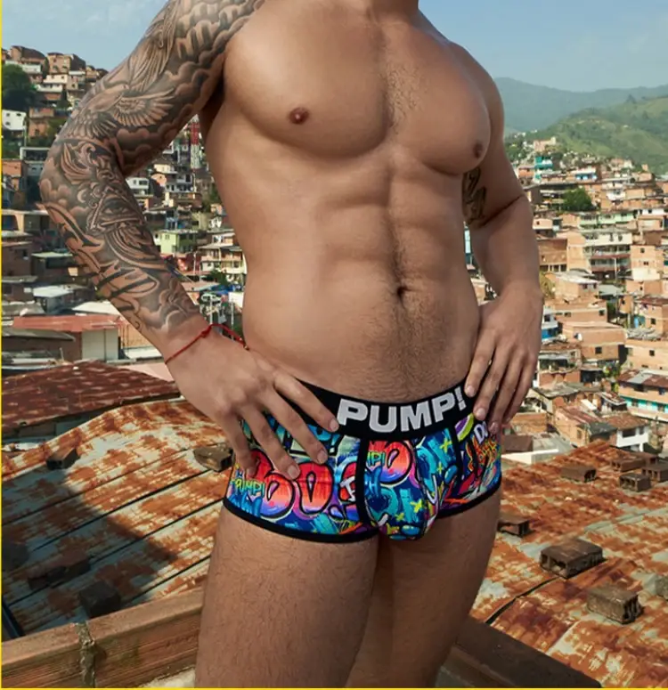 1 Chiếc Nam Cotton Nylon Pha Quần Sịp Boxer Toàn Graffiti In Rộng Dây Thắt Lưng Co Giãn Không Bó Sát Thời Trang thể Thao Quần Lót — image 26