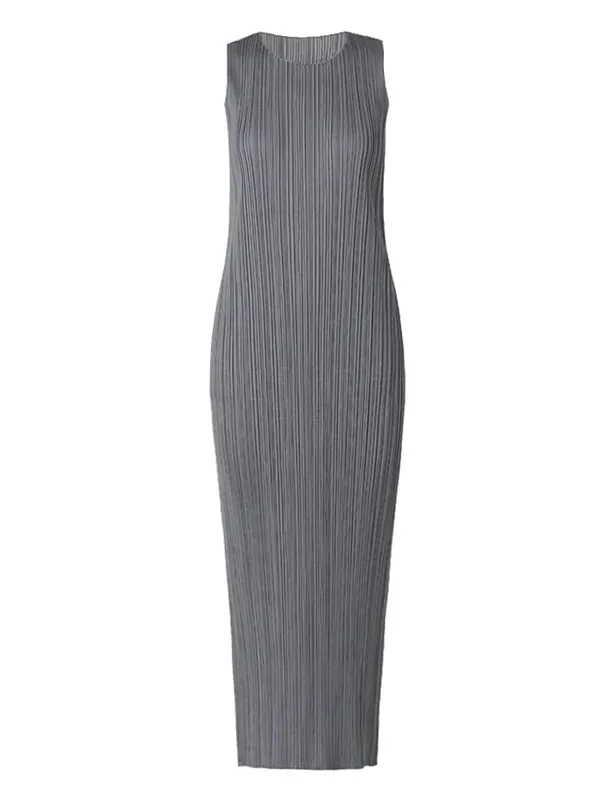 Miyake Plissee Frauen Kleid Sommer Ärmellose Lange Klassische Koreanische Mode Lässig Elegante Weibliche Lce Wasser Blau Strand Kleid TP5045 — image 11