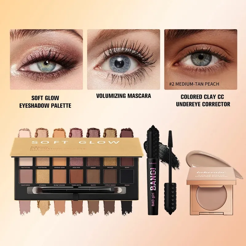 3 قطعة/المجموعة CC التغطية الكاملة Undereye اللون مصحح توهج عينيه لوحات تكثيف الماسكارا دائم الجمال عيون ماكياج كيت — image 8
