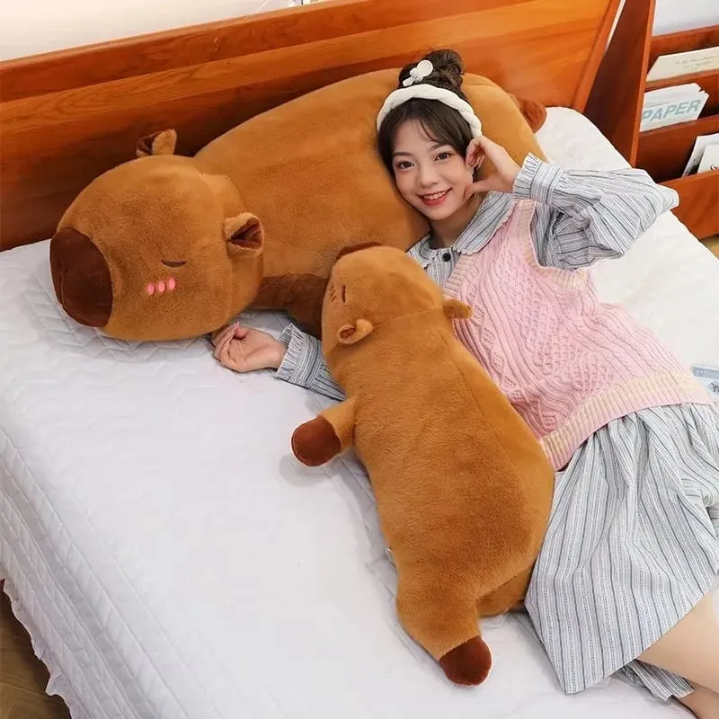 Kawaii Capybara Plush Pillow Long Body Soft Stuffed Animal Doll Cute Cuddly Cushion for Sofa Bed Sleeping Nap Home Decor — image 3