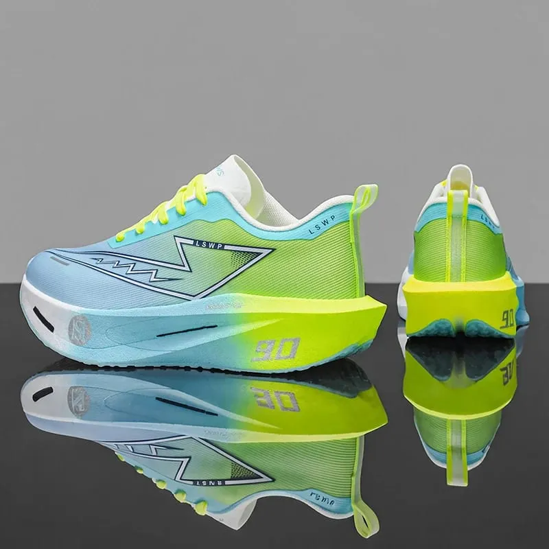 Men Carbon Plate Running Shoes Breathable Athletic Sneakers Shock Absorb Trainers Outdoor Marathon Jogging Women Tennis Shoes