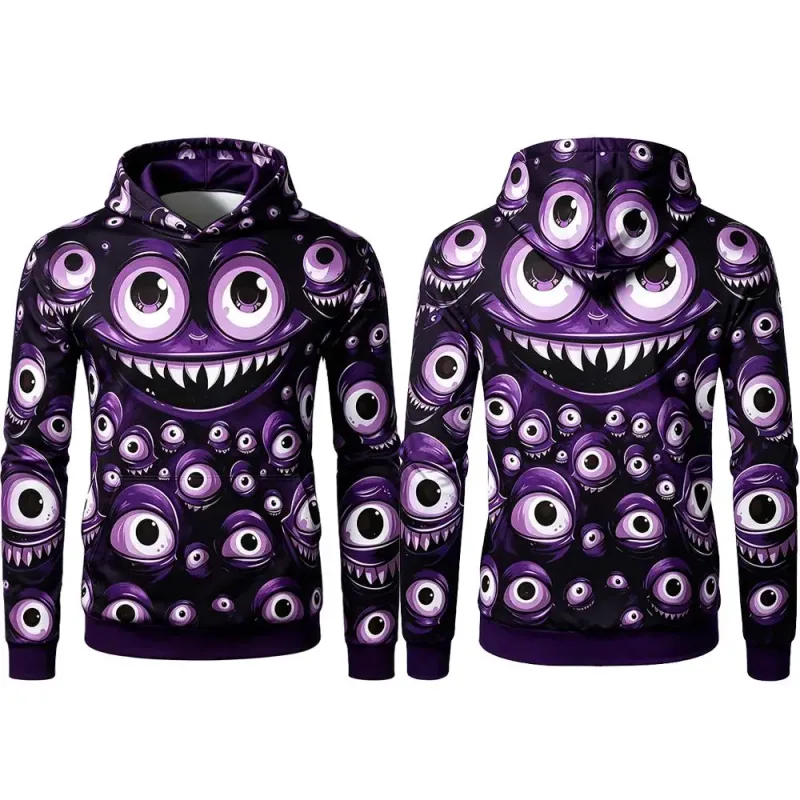 Y2K Spooky Halloween 3D Print Hoodie Men Women Scary Creature Eyeball Graphic Pullover Autumn Holiday Party Cosplay Sweatshirt β image 3