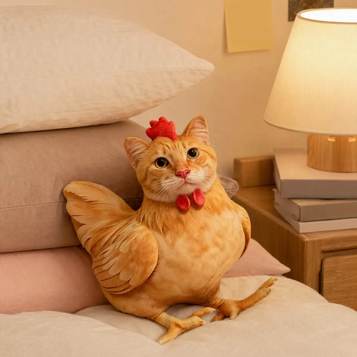 Chat poulet drôle nouveauté en peluche Animal en peluche canapé oreiller 3D coussin mignon chaton poupée chambre décor