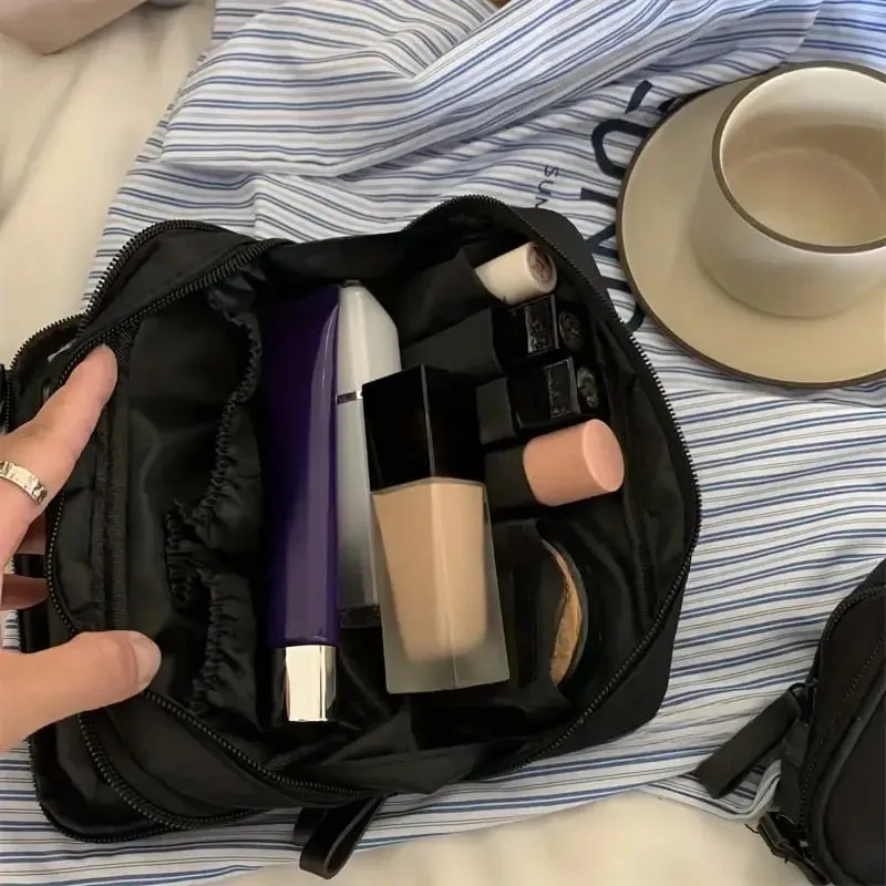 Makeupbørster med stor kapacitet Opbevaringspose med dobbelt lynlås Comestic Tools Organizer Vidåben lodret fritstående børsteholder — image 4
