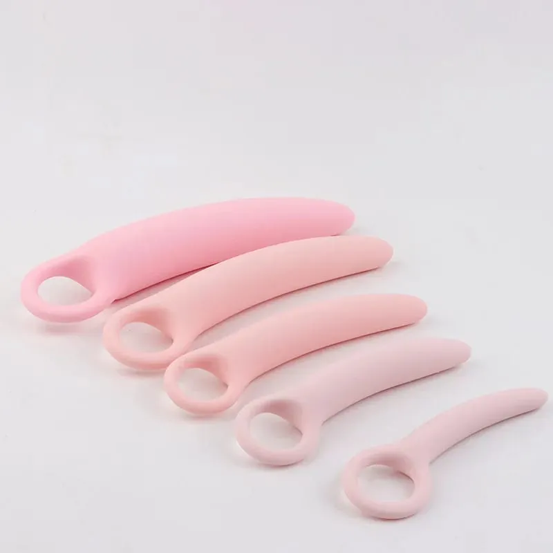 1 Set 5pcs Soft Silicone Small Ivory Pull Ring Vaginal Dilator Set Vaginismus Anal Plug toys Dilator Vagina Anal Sex Product — image 6