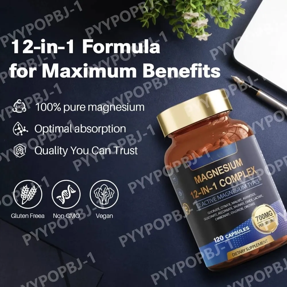 Complexe de magnésium 700 mg Supplément de magnésium 12 en 1 avec glycinate citrate oxyde de malate taurate aspartate orotate de magnésium — image 6