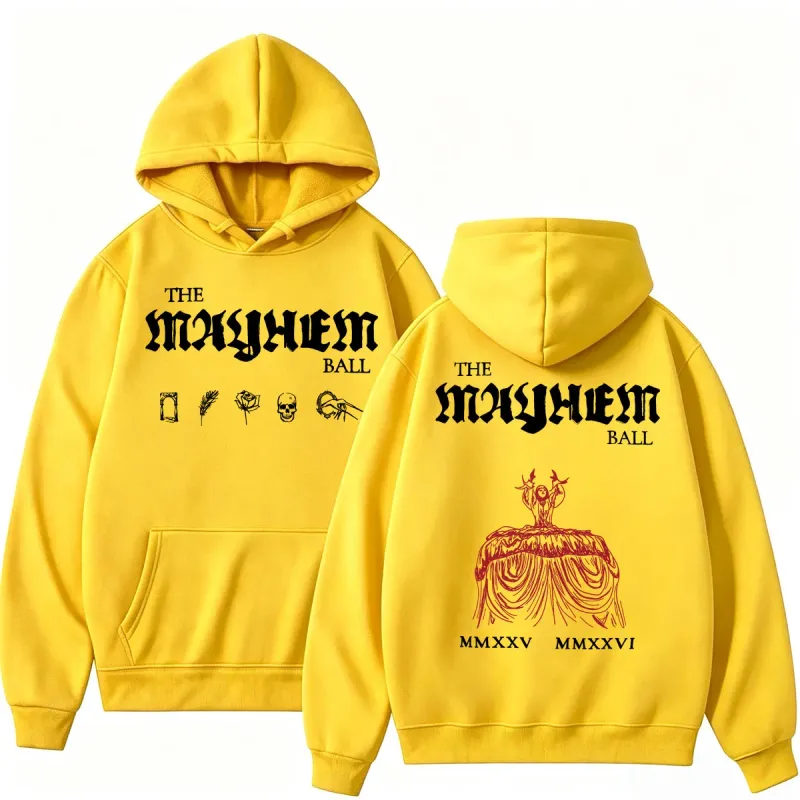 Lady Gaga The MAYHEM Ball Red Dress Hoodies Fashion Pop Music Vintage Sportwear Loose Fleece Casual Men Women Sweatshirt Gifts