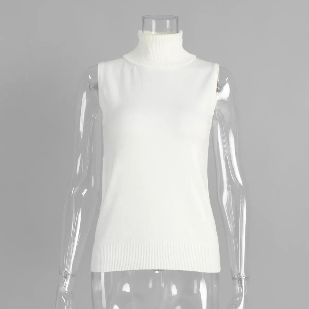 Women's Sleeveless Turtleneck Knit Vest Autumn Slim Fit High-Neck Tank Top Ribbed Hem Minimalist Base Layer Office Casual Wear — image 10