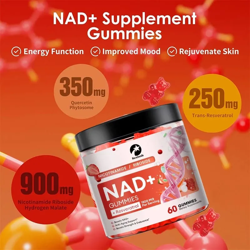 Kexinsh NAD Gummies Supplement Aging Defense Liposomal NAD Nicotinamide Riboside Resveratrol 1500mg Nad Plus Vitamin B3 D3 — image 1