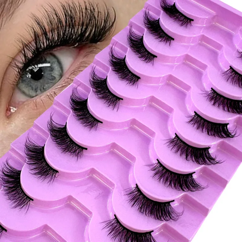 Half Lashes 10 Pairs Half Lashes Soft Natural Cat Eye Lashes Makeup Tool Fake Eyelashes Extension Fluffy Faux Cils — image 9