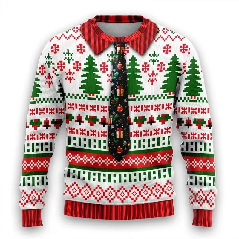 Moda 2026 feio camisola de natal engraçado natal gráfico moletom papai noel cosplay pullovers menino crewneck poliéster agasalho — image 4
