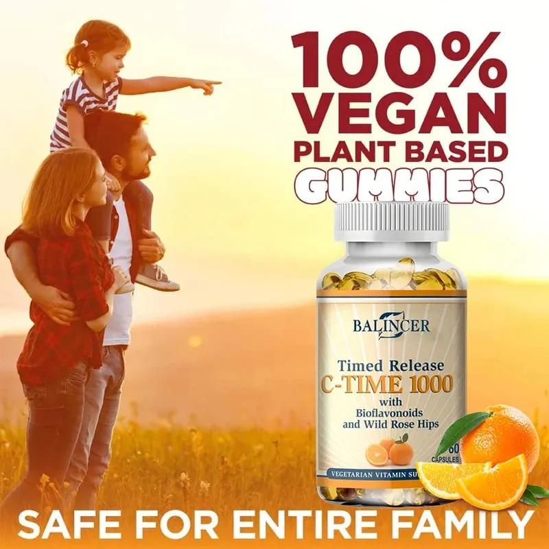 Cápsulas de vitamina C, 1000 mg, apoyo antioxidante, bienestar inmunológico, síntesis de colágeno, salud de las articulaciones de la piel y los huesos, 30/60/120 cápsulas