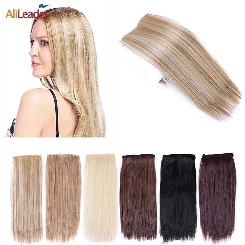 Synthetic 10"20"30Cm Clip In Extension Straight Hair Pad Hairpieces Thinning Hair Invisible Seamless Hair Pads Increase Hair