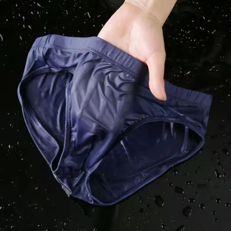 Slip Sexy en soie glacée transparente pour homme, sous-vêtement à séchage rapide, avec poche convexe en U, respirant, taille basse, rafraîchissant, pour l'été — image 14