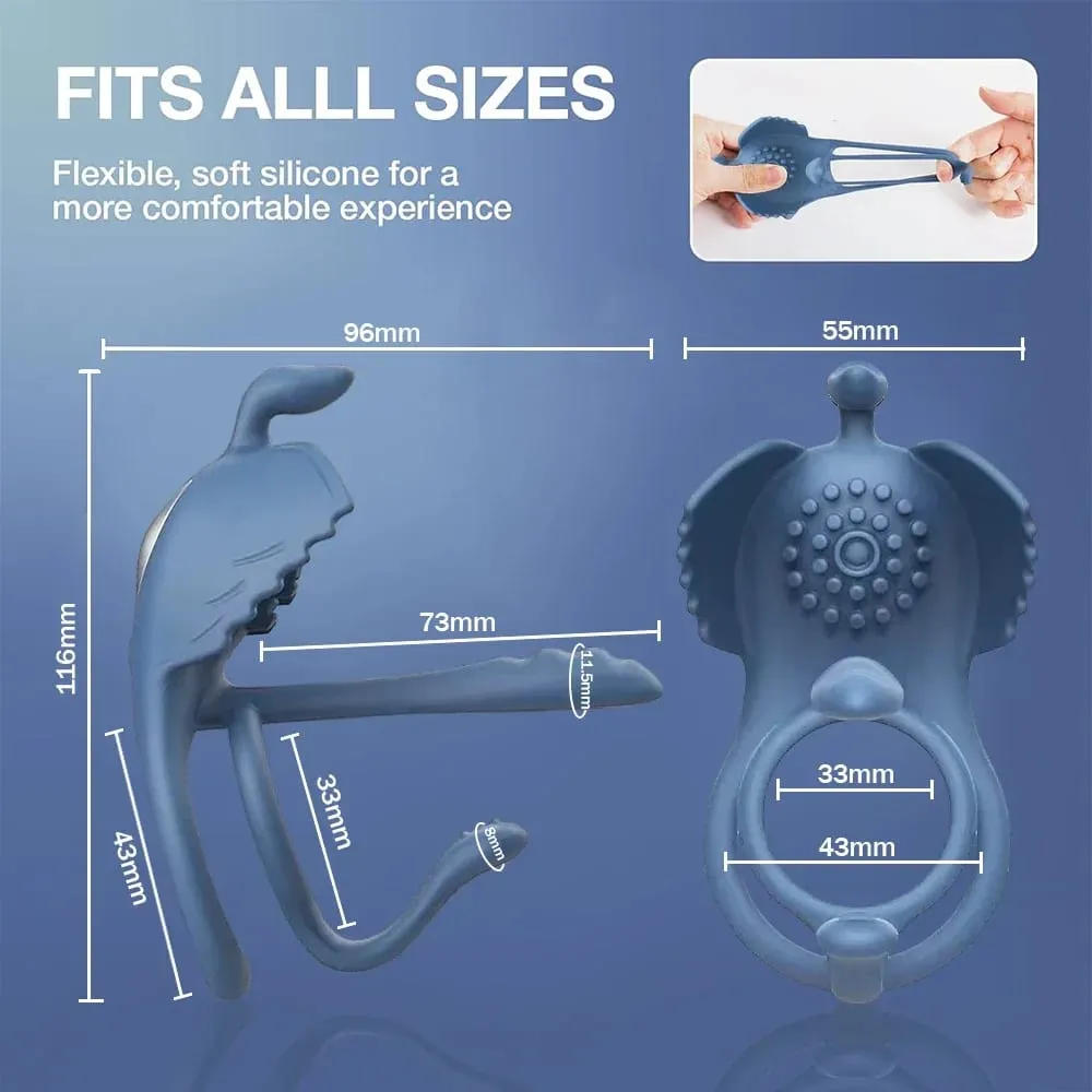 Penis Rings Vibrator for Men 10 Speeds Delay Ejaculation Double Cock Ring 4 in 1 Clitoral Stimulator Adult Sex Toys for Couple
