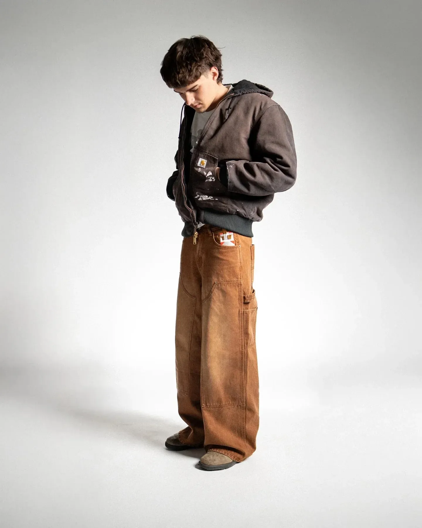 Brown Carpenter Jeans Men Women Heavy Pocket Embroidery Wide Leg Detail Streetwear Casual Fashion Pants Loose Fit Soft Y2K — image 7