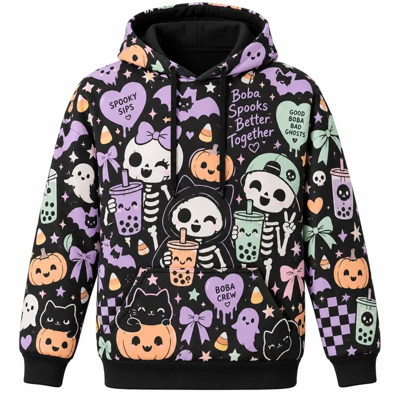 Halloween Hoodie Gothic Fantasy Graphic Sweatshirt Spooky Night Pumpkin Ghost Haunted Castle Magic Forest Vintage Streetwear — image 8
