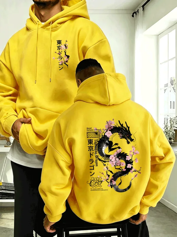Japanese Tokyo Sword Cherry Blossom Printing Men'S Hoody Autumn Loose Hoodies Casual Fleece Sportswear Comfortable Pullovers