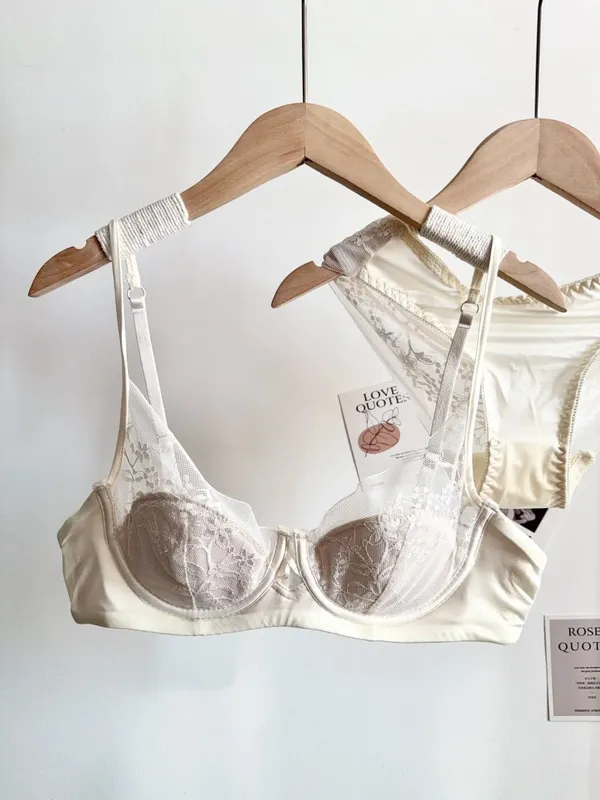 New Women Lace Bra Set Soft Underwire Thin Cup Push‑Up Comfort Intimates Lingerie Kit For Small Bust S-XL Daily Ladies Underwear