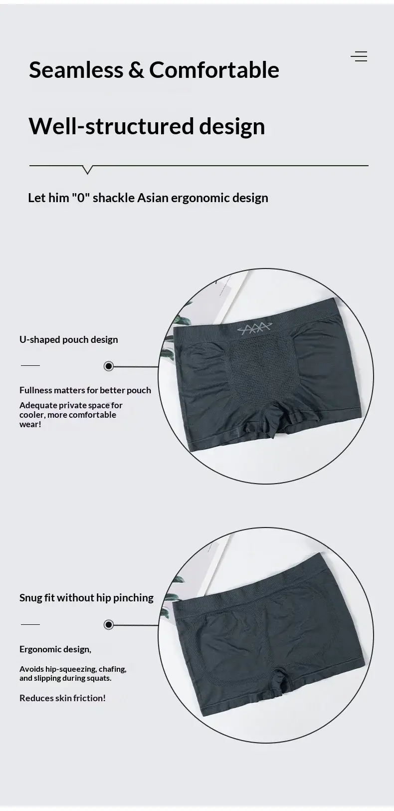 1pcs Elastic Underwear Men's Boxer Shorts Seamless Underpants Soft Panties Sexy Slim Lingerie Snug Moisture-wicking Trunks
