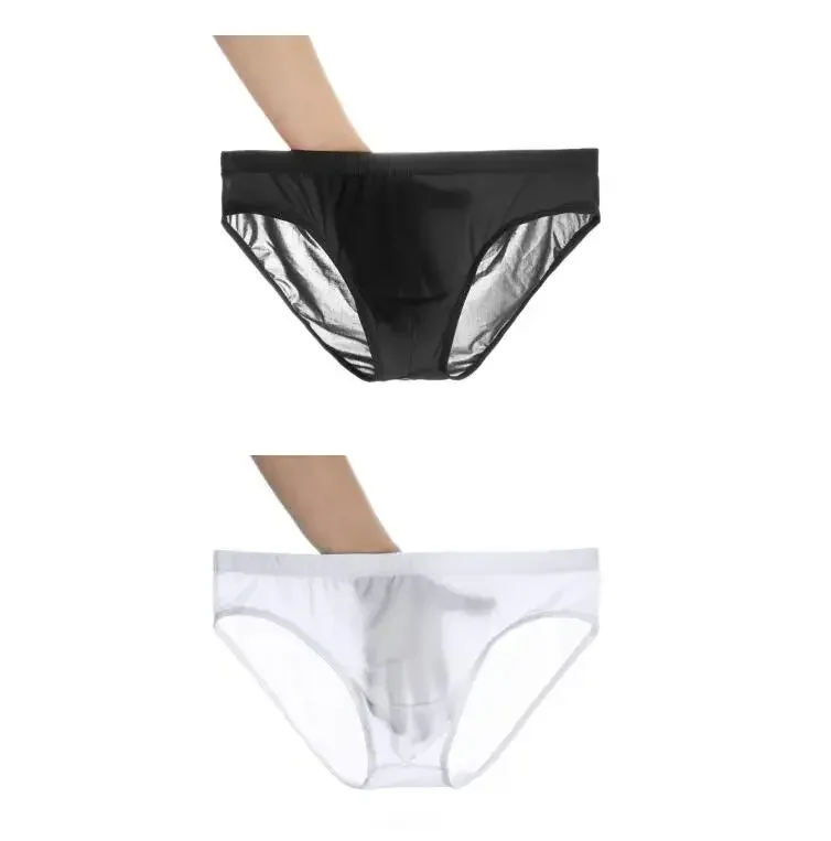 2PCS 울트라 얇은 얼음 실크 팬티 남자 플러스 사이즈 M-4XL 솔리드 컬러 청소년 반투명 낮은 허리 통기성 섹시한 남성 팬티