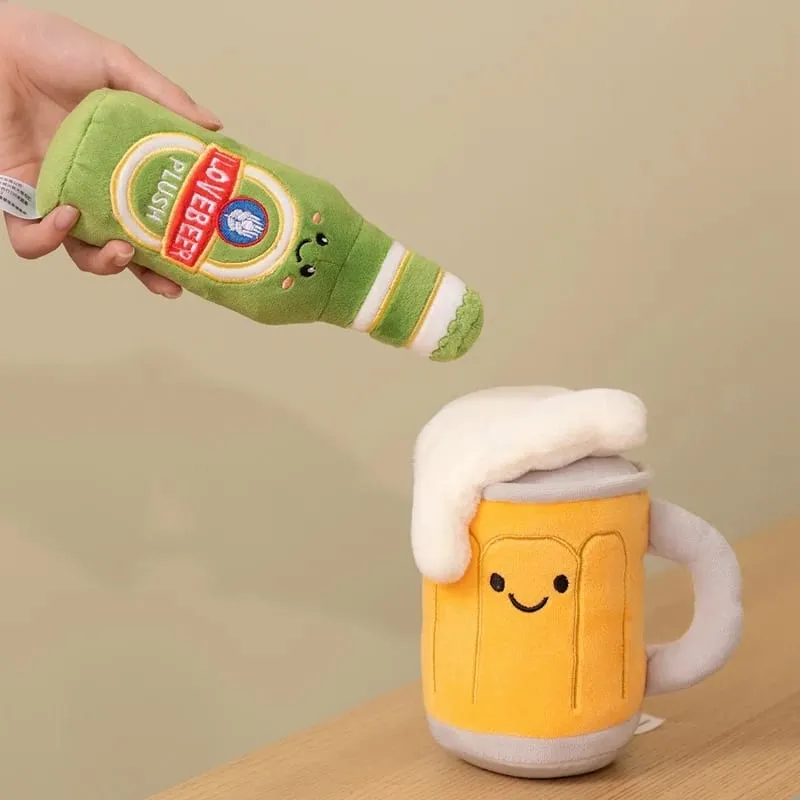 11~19cm Söt ölglasflaska dryck burk ölfat Plyschkudde fylld Kawaii Humanoid Plysch Party Prop Man Present — image 3