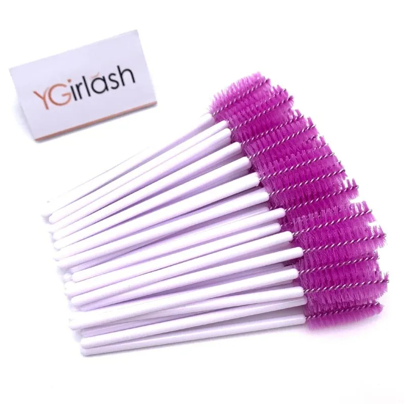 YGirlash 50 יחידות Lash Swans מוליך ריסים קריסטל ידית יהלום חד פעמית שרביטי מסקרה ניילון מברשת כלים קוסמטיים